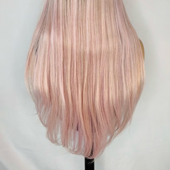 Long 30” Ombre Pink Mix Synthetic Wig with Bangs - Picture 7 of 7